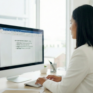 alt="przygotowanie podsumowania spotkania z klientką"